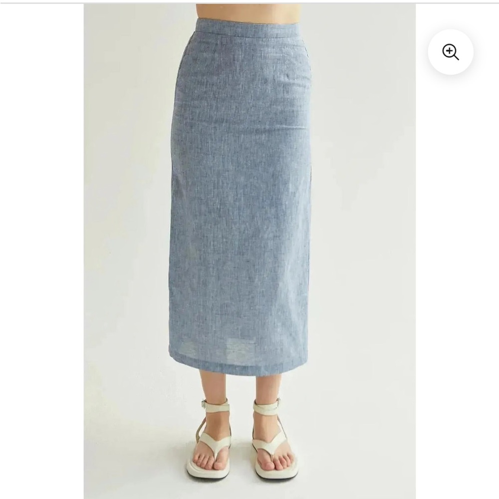 Crescent Daniella Light Blue Linen Maxi Skirt